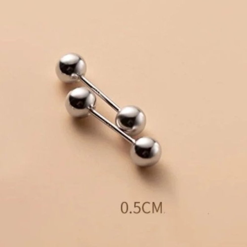 Screw back Solid Silver Balls Studs Earrings-ESB002 Silver 5mm